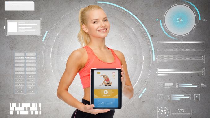 sporty-woman-application-tablet 